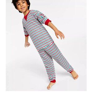 Family Pajamas Unisex Kids Boys Girls 2-Piece PJ Set, Red Green Stripe